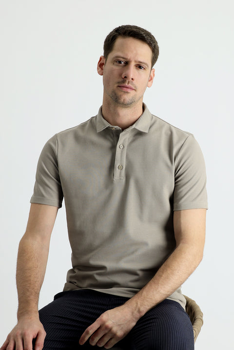 Orta Vizon Polo Yaka Slim Fit Dar Kesim Pamuk Tişört