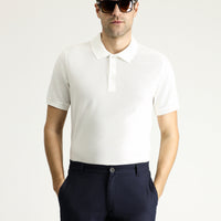 Beyaz Slim Fit Dar Kesim Nakışlı Pamuk Polo Yaka Tişört