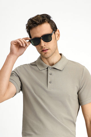  Orta Vizon Slim Fit Dar Kesim Nakışlı Pamuk Polo Yaka Tişört