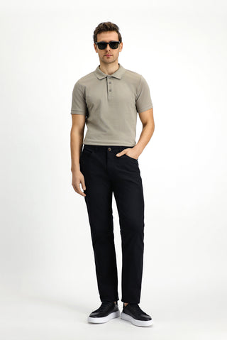  Orta Vizon Slim Fit Dar Kesim Nakışlı Pamuk Polo Yaka Tişört