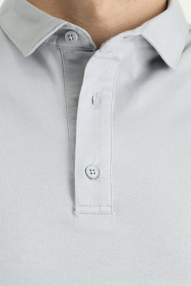 Orta Gri Slim Fit Dar Kesim Pamuklu Süprem Polo Yaka Tişört