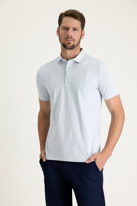 Açık Mavi Slim Fit Dar Kesim Pamuklu Süprem Polo Yaka Tişört