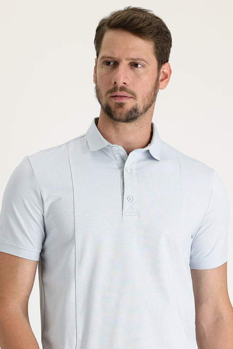 Açık Mavi Slim Fit Dar Kesim Pamuklu Süprem Polo Yaka Tişört
