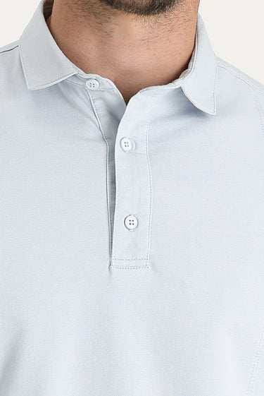 Açık Mavi Slim Fit Dar Kesim Pamuklu Süprem Polo Yaka Tişört