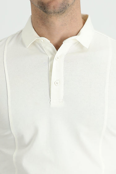 Ekru Slim Fit Dar Kesim Pamuklu Süprem Polo Yaka Tişört