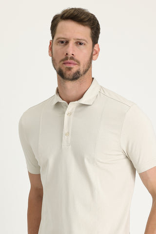  Açık Vizon Slim Fit Dar Kesim Pamuklu Süprem Polo Yaka Tişört