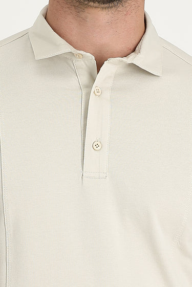 Açık Vizon Slim Fit Dar Kesim Pamuklu Süprem Polo Yaka Tişört