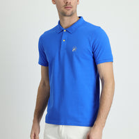 Çivit Mavisi Polo Yaka Slim Fit Dar Kesim Baskılı Pamuk Tişört