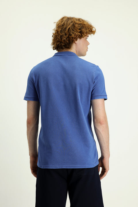 İndigo Polo Yaka Slim Fit Dar Kesim Nakışlı Pamuk Tişört