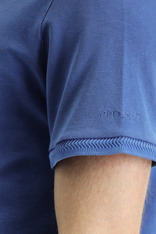  İndigo Polo Yaka Slim Fit Dar Kesim Nakışlı Pamuk Tişört