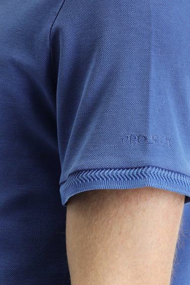 İndigo Polo Yaka Slim Fit Dar Kesim Nakışlı Pamuk Tişört