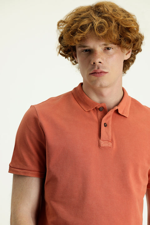 Tarçın  Polo Yaka Slim Fit Dar Kesim Nakışlı Pamuk Tişört