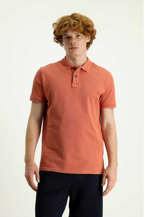 Tarçın  Polo Yaka Slim Fit Dar Kesim Nakışlı Pamuk Tişört