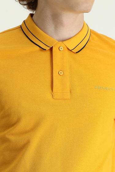 Açık Turuncu Polo Yaka Slim Fit Dar Kesim Pamuk Tişört