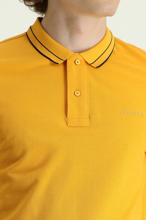 Açık Turuncu Polo Yaka Slim Fit Dar Kesim Pamuk Tişört