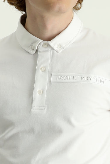  Kırık Beyaz Polo Yaka Slim Fit Dar Kesim Baskılı Pamuklu Tişört