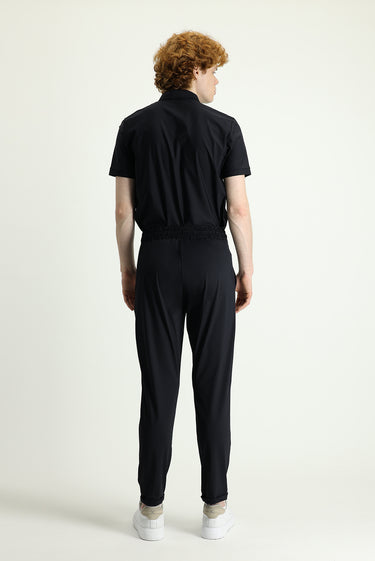 Siyah Techno-Line Slim Fit Dar Kesim Sweatpant / Eşofman Altı