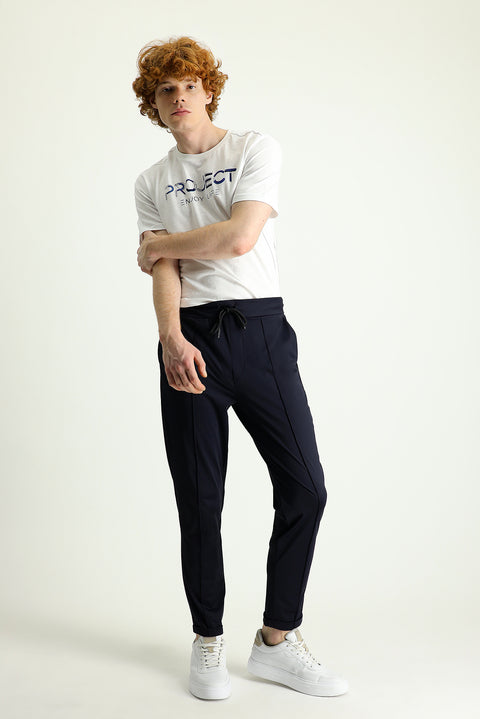 Koyu Lacivert Techno-Line Slim Fit Dar Kesim Sweatpant / Eşofman Altı