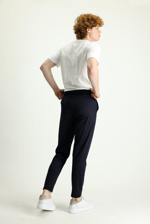 Koyu Lacivert Techno-Line Slim Fit Dar Kesim Sweatpant / Eşofman Altı