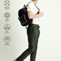 Orta Haki Techno-Line Slim Fit Dar Kesim Sweatpant / Eşofman Altı