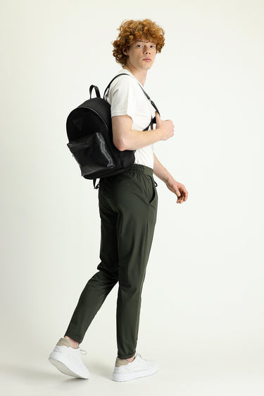 Orta Haki Techno-Line Slim Fit Dar Kesim Sweatpant / Eşofman Altı
