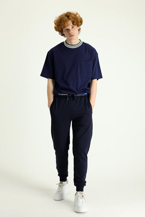 Koyu Lacivert Slim Fit Dar Kesim Pamuklu Sweatpant / Eşofman Altı