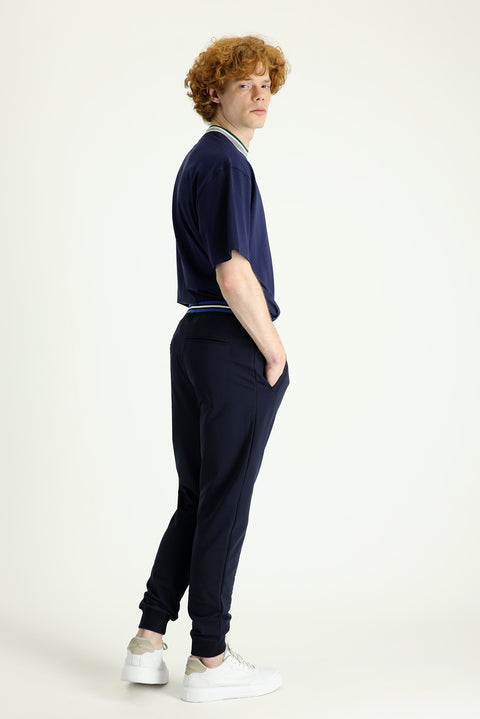 Koyu Lacivert Slim Fit Dar Kesim Pamuklu Sweatpant / Eşofman Altı