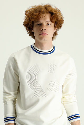  Krem Bisiklet Yaka Slim Fit Dar Kesim Baskılı Pamuklu Sweatshirt