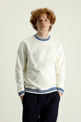  Krem Bisiklet Yaka Slim Fit Dar Kesim Baskılı Pamuklu Sweatshirt