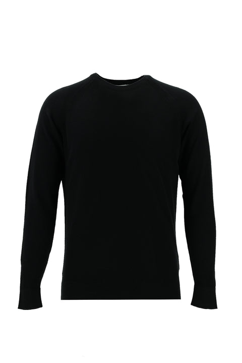 Siyah Bisiklet Yaka Slim Fit Dar Kesim Pamuklu Triko Kazak