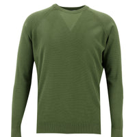 Yağ Yeşili-Olive Bisiklet Yaka Slim Fit Dar Kesim Pamuklu Triko Kazak