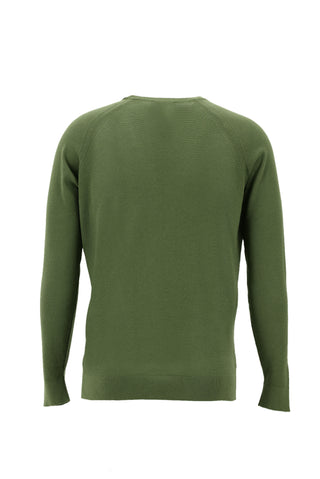  Yağ Yeşili-Olive Bisiklet Yaka Slim Fit Dar Kesim Pamuklu Triko Kazak