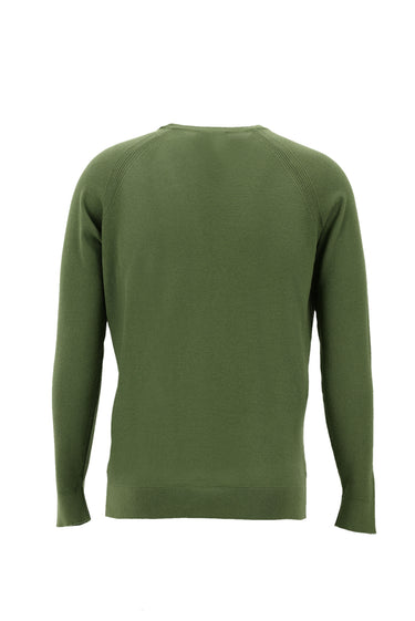  Yağ Yeşili-Olive Bisiklet Yaka Slim Fit Dar Kesim Pamuklu Triko Kazak