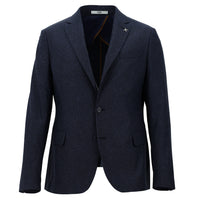Light Navy Blue 4-Drop Relaxed Fit Classic Patterned Jacket
