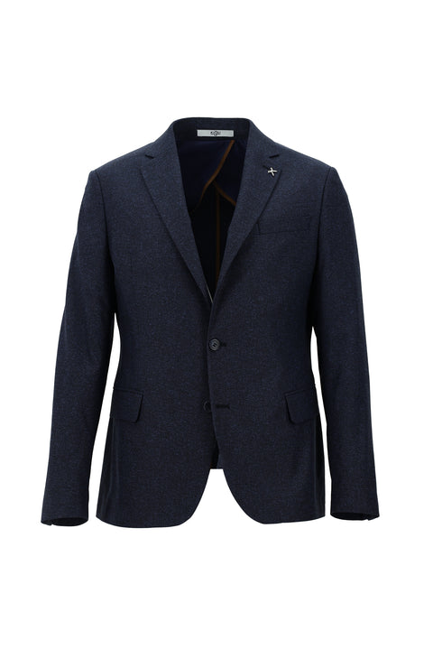 Light Navy Blue 4-Drop Relaxed Fit Classic Patterned Jacket