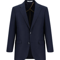 Orta Lacivert Slim Fit Dar Kesim Klasik Desenli Ceket