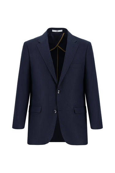 Orta Lacivert Slim Fit Dar Kesim Klasik Desenli Ceket