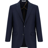 Orta Lacivert 7 Drop Slim Fit Dar Kesim Klasik Desenli Ceket
