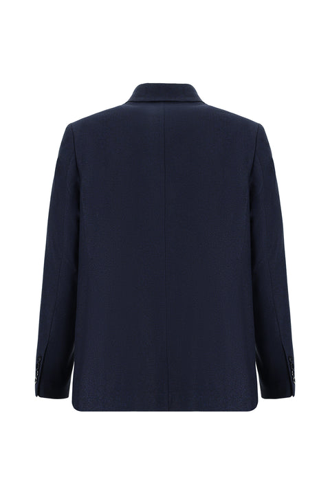 Orta Lacivert 4 Drop Relaxed Fit Rahat Kesim Klasik Desenli Ceket