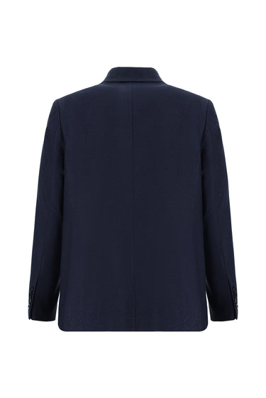 Orta Lacivert Slim Fit Dar Kesim Klasik Desenli Ceket