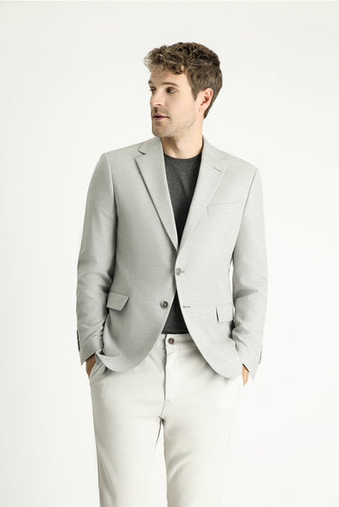 Orta Gri Slim Fit Dar Kesim Klasik Desenli Ceket