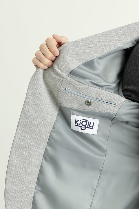 Orta Gri 7 Drop Slim Fit Dar Kesim Klasik Desenli Ceket