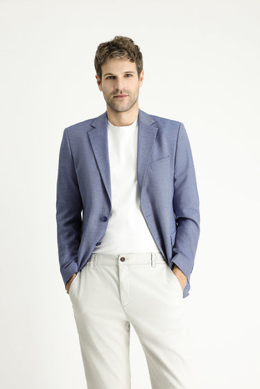 Orta Lacivert Slim Fit Dar Kesim Klasik Desenli Ceket