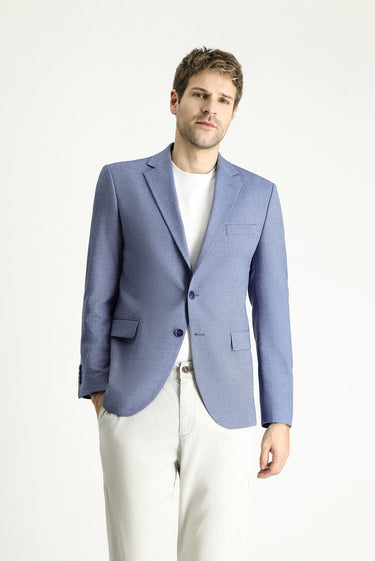 Orta Lacivert Slim Fit Dar Kesim Klasik Desenli Ceket