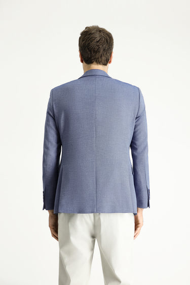 Orta Lacivert Slim Fit Dar Kesim Klasik Desenli Ceket