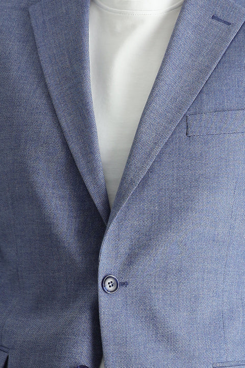 Orta Lacivert 7 Drop Slim Fit Dar Kesim Klasik Desenli Ceket