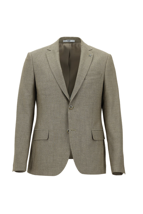Light Mink 7 Drop Slim Fit Classic Patterned Jacket