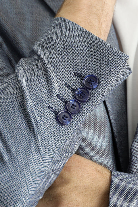 Koyu Mavi  7 Drop Slim Fit Dar Kesim Klasik Desenli Ceket