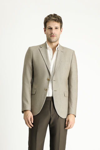  Açık Vizon Slim Fit Dar Kesim Klasik Desenli Ceket