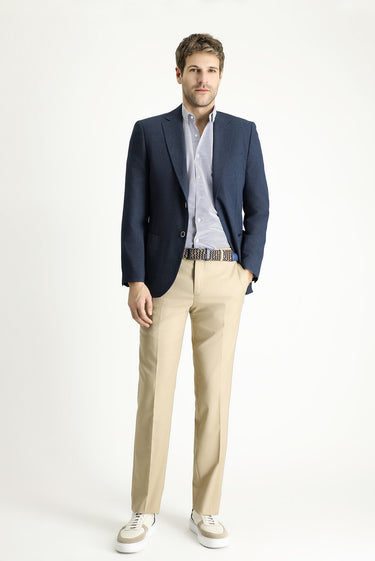Koyu Lacivert Slim Fit Dar Kesim Spor Desenli Ceket